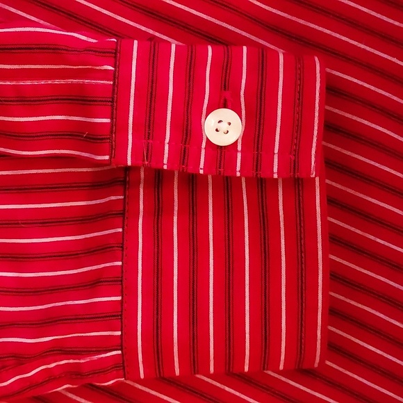 Chaps Red Multicolored Striped Long Sleeve Dress Shirt Size M - Picture 5 of 8